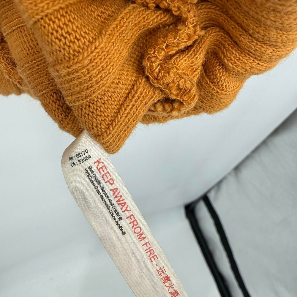 Free People Beach Orange Ribbed Wrap Top Long Sleeve Cropped Medium - Picture 7 of 8